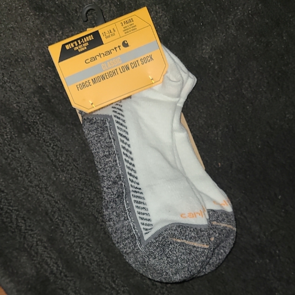 Carhartt Men's Gray and White Low Cut Socks 3 Pair new‎